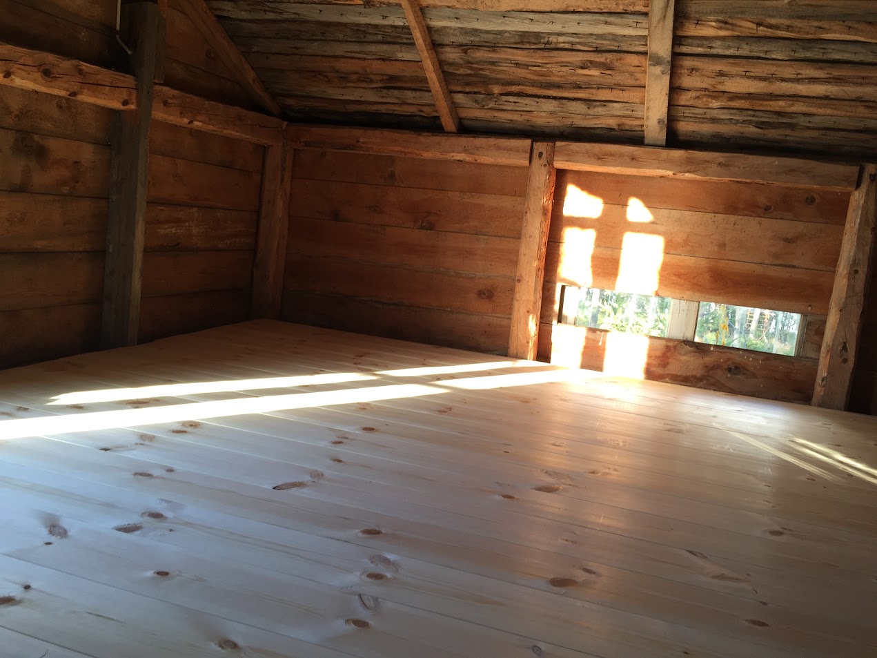 Beams of light and wood.