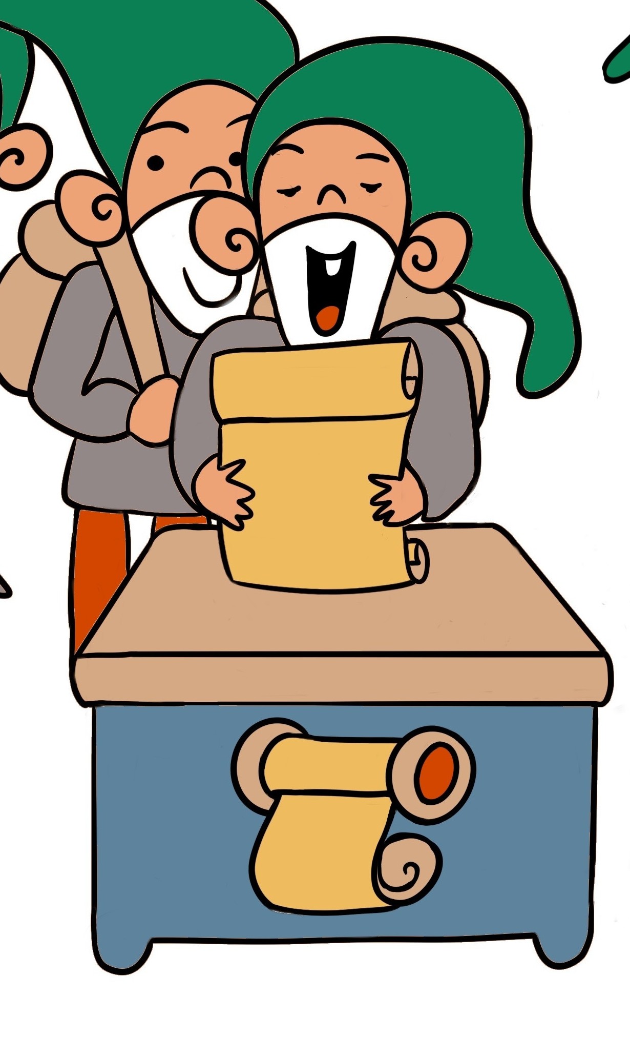 Shelf of scrolls - Illustration by Elisabeth Bahngoura Shelf of scrolls